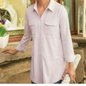 Sanctuary Light Pink Polyester/Spandex Blend Button Closure Over Shirt/Jacket. L